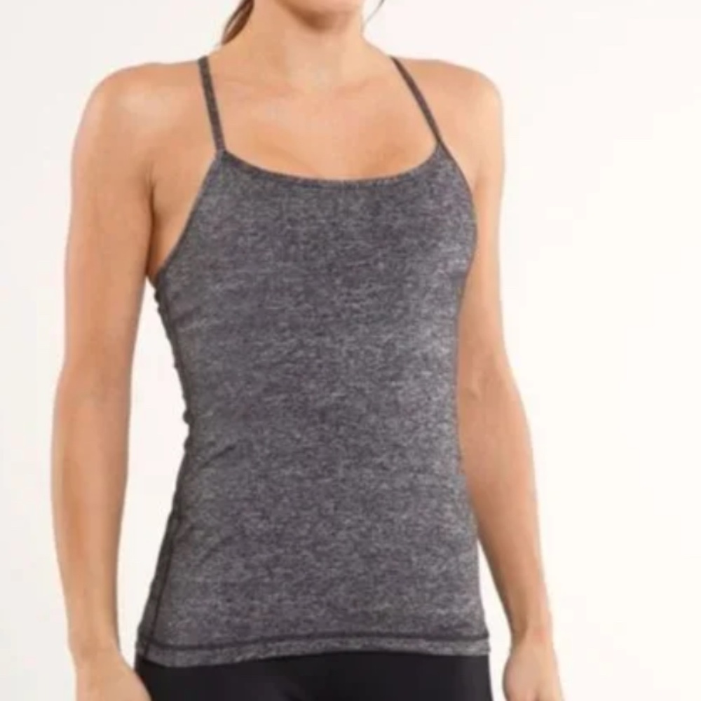 Lululemon Power Y Tank Sz 8 in Heathered Black / Black